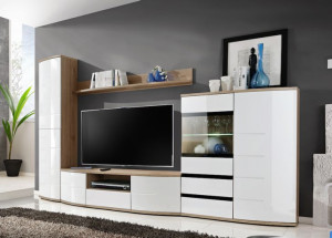  Meblościanka 340cm San Remo + Biały Połysk PVC ORIO 2 AM