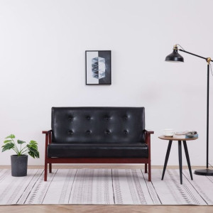Lumarko 2-osobowa sofa, czarna, sztuczna skóra