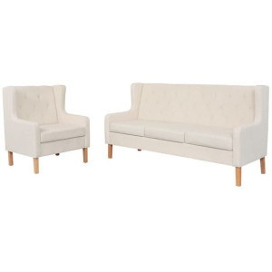 Lumarko Zestaw wypoczynkowy sofa i fotel, kremowe