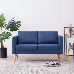 Lumarko 2-osobowa sofa tapicerowana tkaniną, niebieska