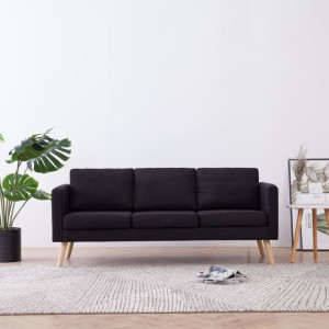Lumarko 3-osobowa sofa tapicerowana tkaniną, czarna
