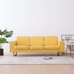 Lumarko Sofa 3-osobowa, tapicerowana tkaniną, żółta
