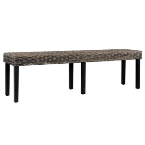 Lumarko Ławka, 160 cm, czarna, naturalny rattan kubu i drewno mango