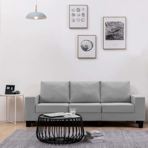 Lumarko 3-osobowa sofa, jasnoszara, tapicerowana tkaniną