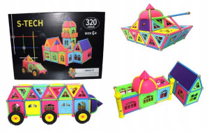 Klocki magnetyczne 320 sztuk Auto domek rozmiar XL
