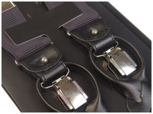 Grafitowe karbowane szelki na guziki G8