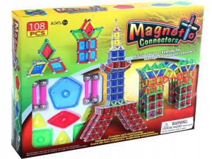 KLOCKI MAGNETYCZNE konstrukcyjne 108 el. Układanka