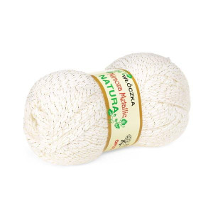 Włóczka Mimoza Metallic biało-złoty