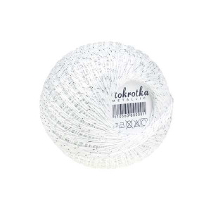 Kordonek Stokrotka Metallic Biało-Srebrny