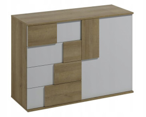 Komoda Elstra 1 120cm dąb ARTISAN nowoczesna do sypialni geometria