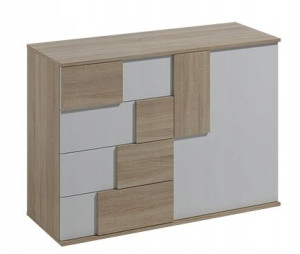 Komoda Elstra 1 120cm sonoma nowoczesna do sypialni geometria