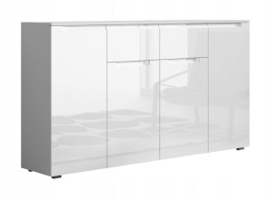 Komoda MESSA3 150cm Szafka 2 Szuflady Biały Połysk nowoczesna