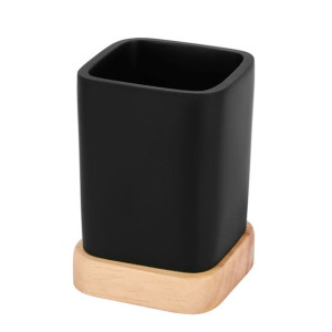 Kubek łazienkowy Tadar Wood design czarny