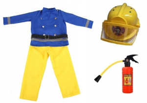 Strój Strażak Sam Fireman Kask Gaśnica