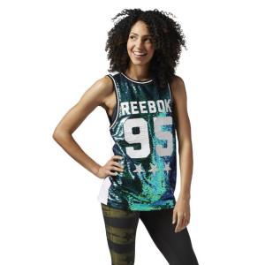 Koszulka Reebok LTHS Sequins damska sportowa top cekiny