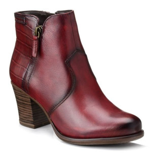 Botki Tamaris 1-25338-25 Bordo Skóra Naturalna