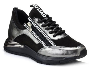 Sneakersy Czarno Srebrne Loretta Vitale 419