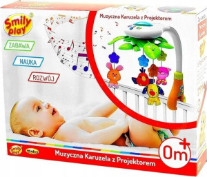SMILY PLAY Muzyczna karuzela do łóżeczka projektor
