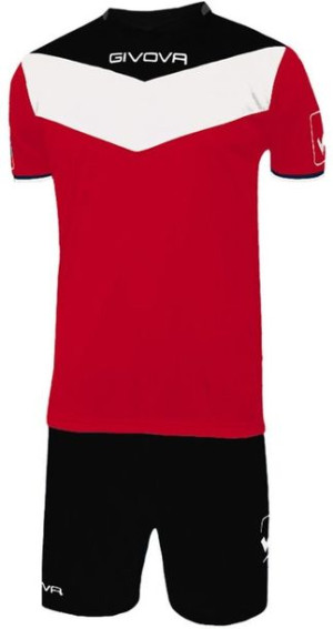 Komplet strój piłkarski koszulka + spodenki Givova Kit Campo czarno-czerwon