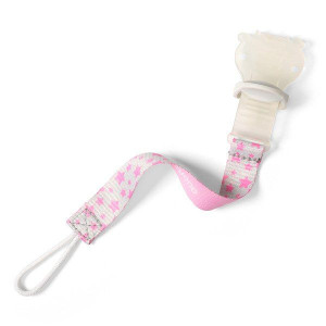 BabyOno 712 gwiazdki pink Tasiemka do smoczka z klipsem