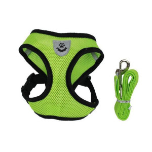Lekkie Oddychające Szelki + Smycz Dla Psa Psów L klatka 37-49 cm ŻÓŁTO-ZIEL