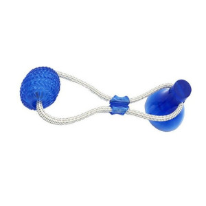 Zabawka gryzak dla psa CHEWY BALL, piłka na przyssawce kolor NIEBIESKI