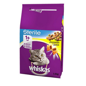 Karma sucha dla kota po sterylizacji WHISKAS 1+ Sterile z Kurczakiem 1,4 kg