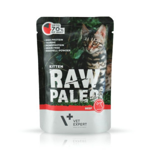 VetExpert RAW PALEO KITTEN BEEF 100g Saszetka - Karma Mokra z Wołowiną dla