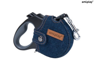amiplay Smycz automatyczna infini z obudową Denim Granatowy