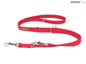 amiplay Smycz regulowana 6 in 1 Cotton M Czerwony