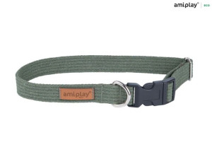 amiplay Obroża regulowana Cotton S Khaki