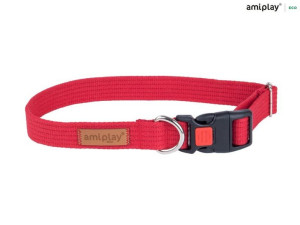 amiplay Obroża regulowana z blokadą Cotton XL Czerwony