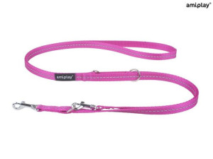 amiplay Smycz regulowana 6 in 1 Reflective M Różowy