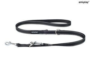amiplay Smycz regulowana 6 in 1 Reflective L Czarny
