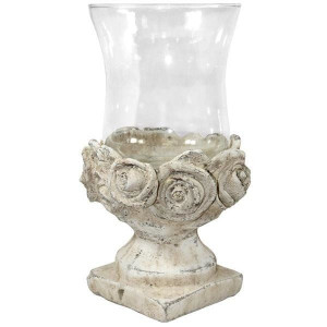 Świecznik szklany z podstawą ceramiczną Gaja  piaskowiec 27x14,5x14,5