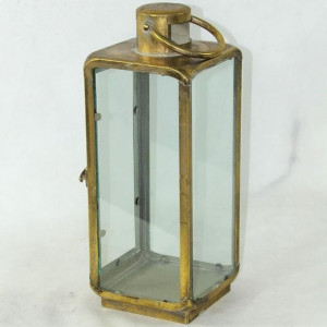 Prosty Lampion Metalowy z Uchwytem Złoty wys.39cm