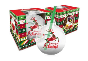 Szklanka Bombka 400 ml wesołych świąt krata