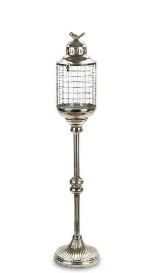 Antyczny Lampion Złoty Metal Szkło 82x16,5x16,5 cm