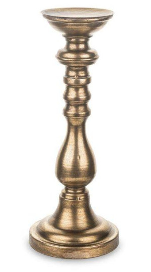 Świecznik Metalowy Złoty Antyczny 37,5x14,5x14,5