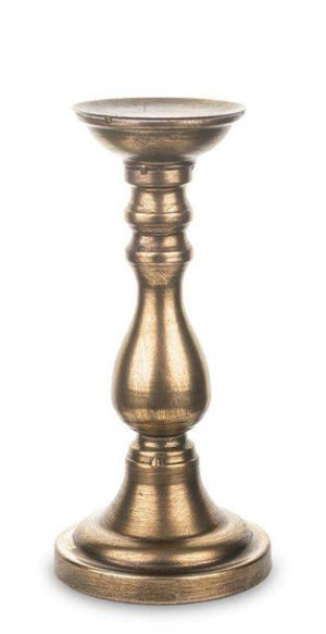 Świecznik Metalowy Złoty Antyczny 31,5x14,5x14,5