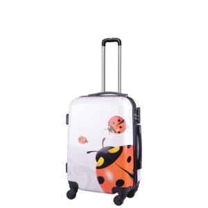 Mała kabinowa walizka KEMER RGL PRINT S Biedronka Biało Czerwona
