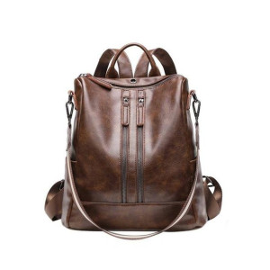 Plecak skóra woskowana elegancki model - brąz PL148BR