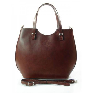 Włoska Torebka Shopper Bag A4 Brązowa Sb4116m