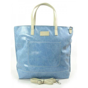 Duża Torba Shopper Bag Vera Pelle Na Ramię Świecąca Włoska Skóra A4 Błęk