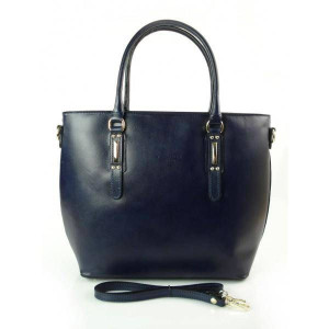 Granatowa Włoska Torba Shopper Bag A4 Sb522bs