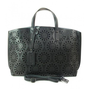 Shopper Bag Vera Pelle Ażurek czarna  SB543N