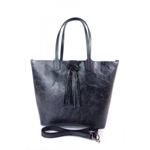 Duża torba Shopper Bag na ramię Vera Pelle  Nero czarna  SB599N