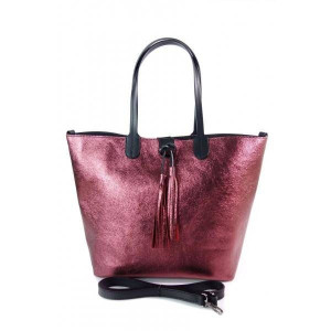 Duża torba Shopper Bag na ramię Vera Pelle  Bordo  SB599RR