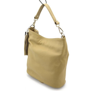 Shopperbag Torebka skórzana vp638c beżowy