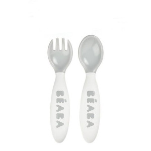 Sztućce plastikowe w etui Grey 8m+ Beaba
